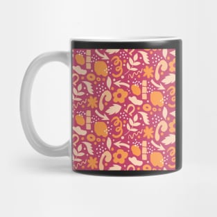 Abstract retro vibrant pattern in orange, cream and tomato red Mug